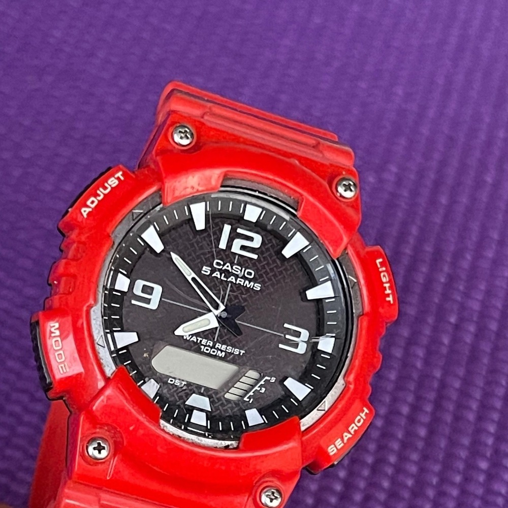 Casio AQ-S810W Red Resin Ana-Digi 5 Alarms 100M Sport Watch 5208